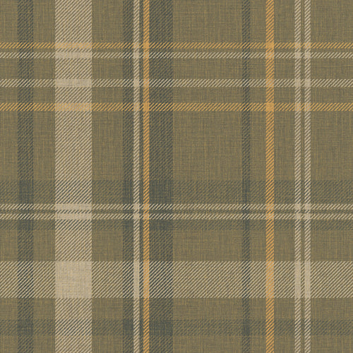Royal Tartan Wallpaper in Rich Olive, Ochre and Mustard