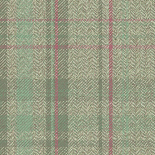 Royal Herringbone Tartan Wallpaper in Mint, Green and Berry
