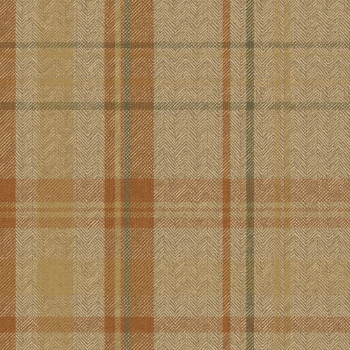 Sample of Royal Herringbone Tartan Wallpaper in Caramel, Hazelnut and Green