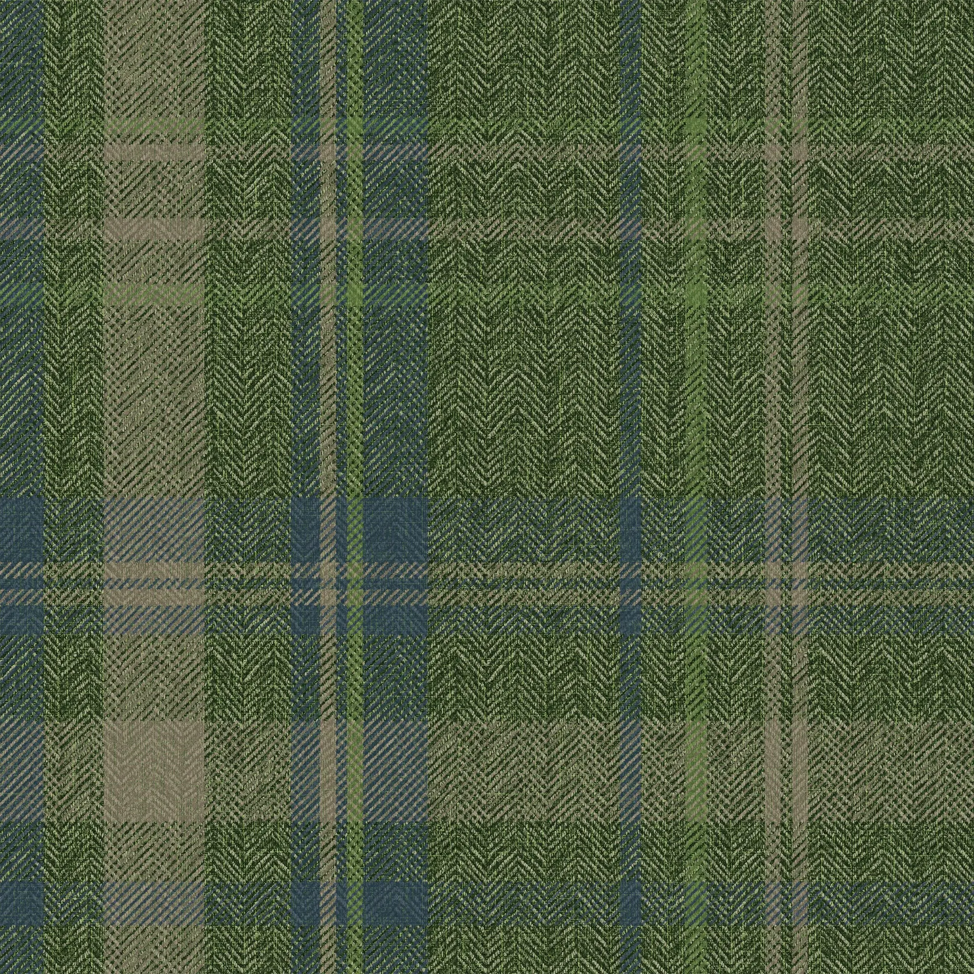 Royal Herringbone Tartan Wallpaper in Green, Navy and Lime