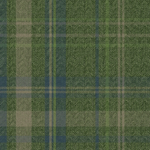 Sample of Royal Herringbone Tartan Wallpaper in Green, Navy and Lime