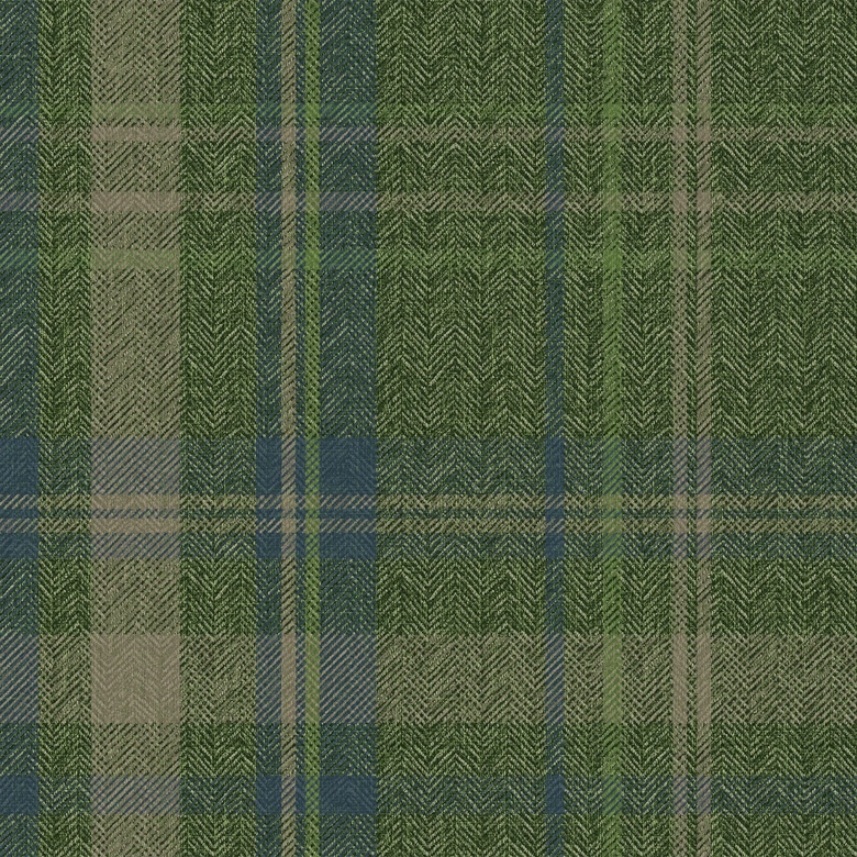 Sample of Royal Herringbone Tartan Wallpaper in Green, Navy and Lime