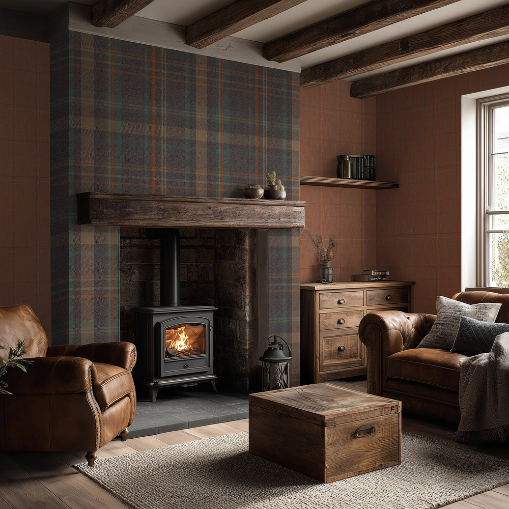 log burner wallpaper