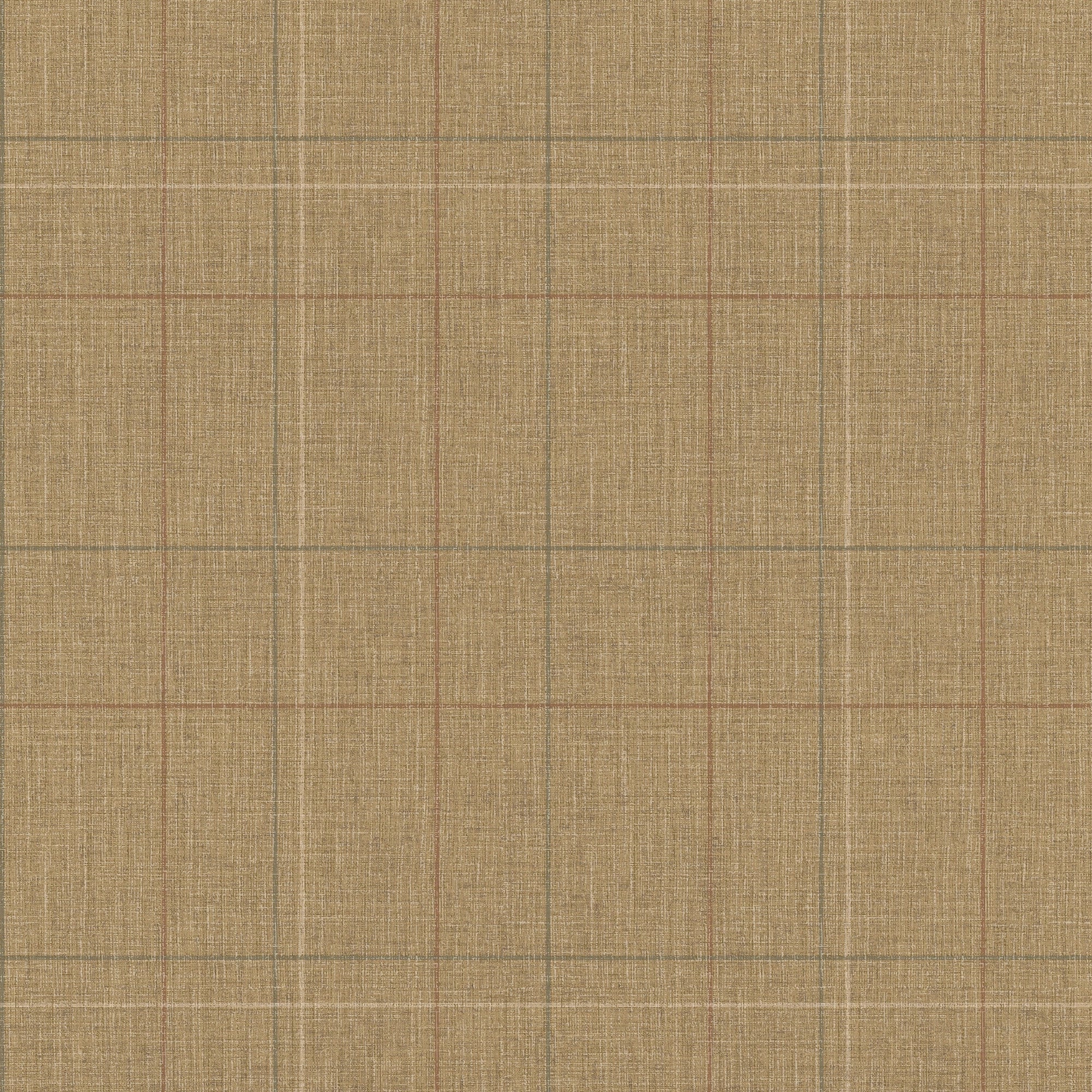 Royal Check Wallpaper in Toasted Caramel, Hazelnut and Green