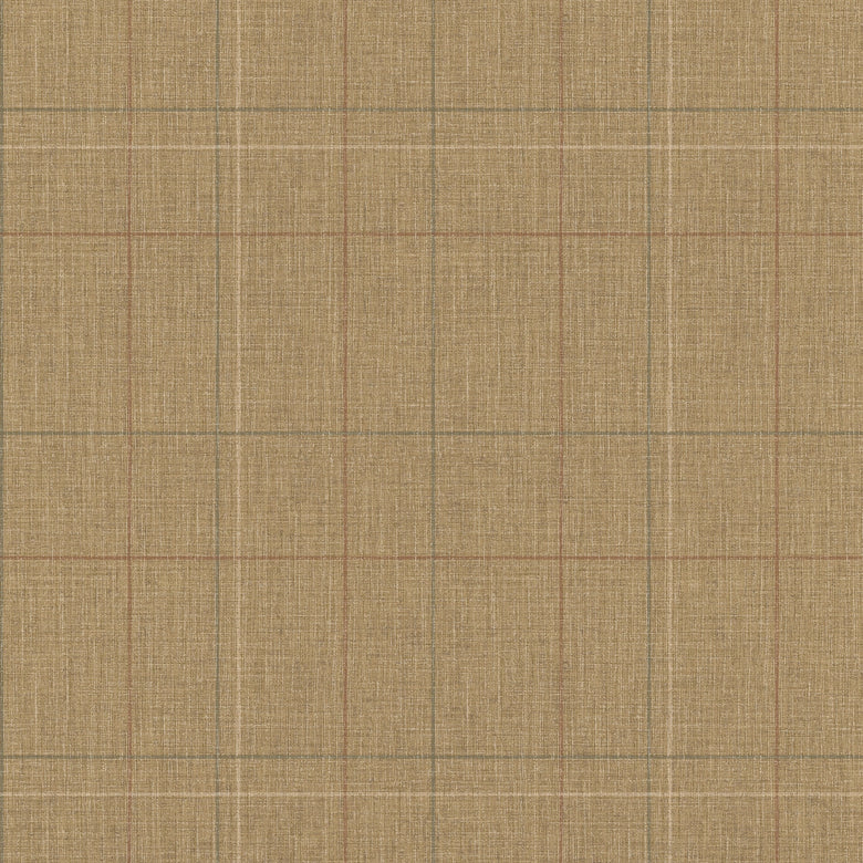 Royal Check Wallpaper in Toasted Caramel, Hazelnut and Green