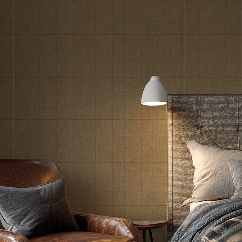 Royal Check Wallpaper in Toasted Caramel, Hazelnut and Green