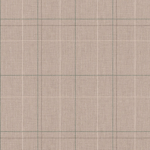 Royal Check Wallpaper in Taupe, Green and Oak Brown