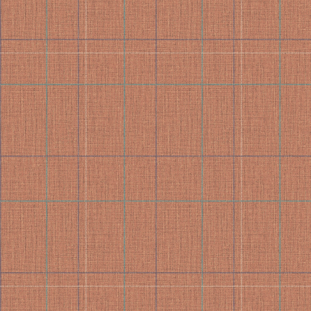 Royal Check Wallpaper in Rust, Navy and Teal