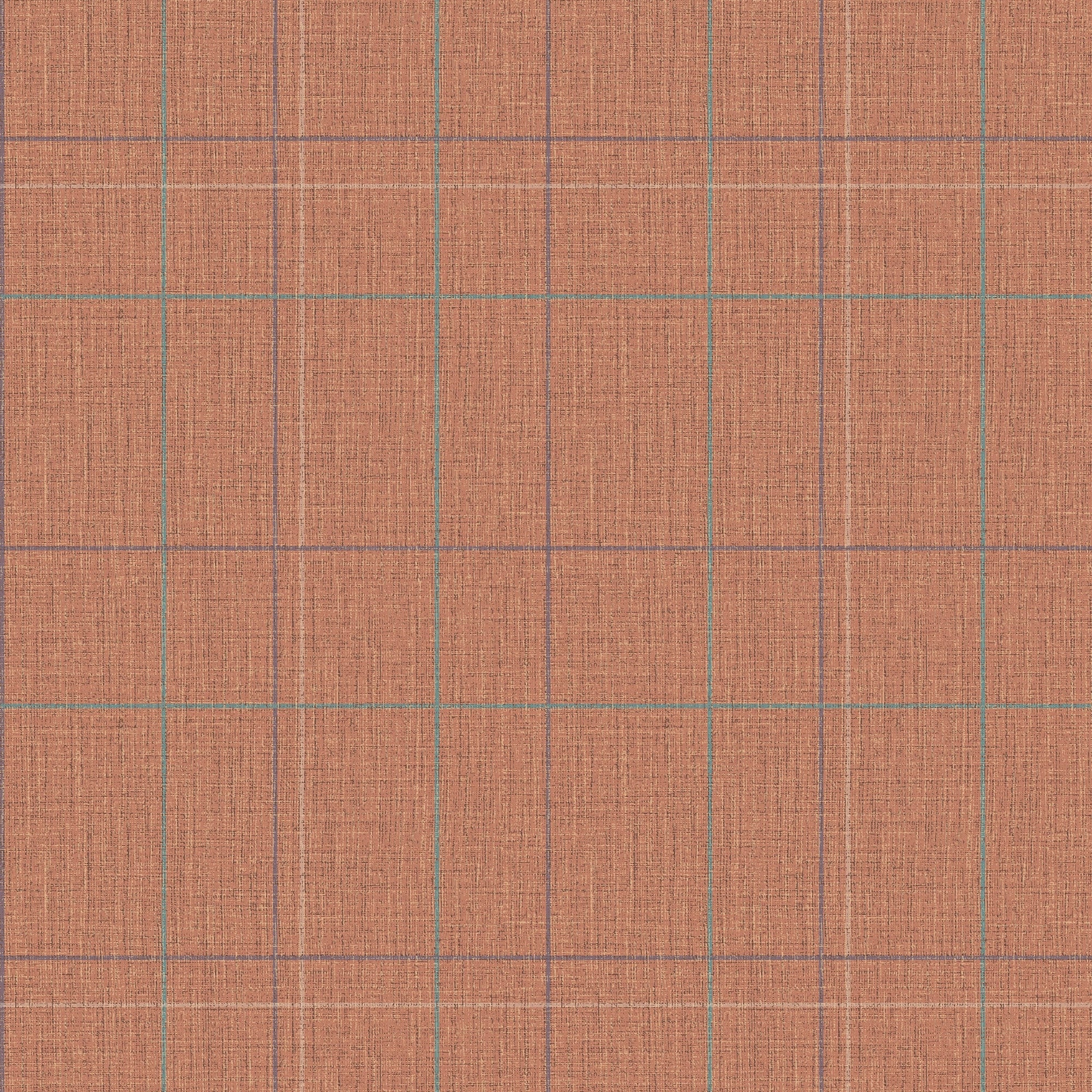 Royal Check Wallpaper in Rust, Navy and Teal