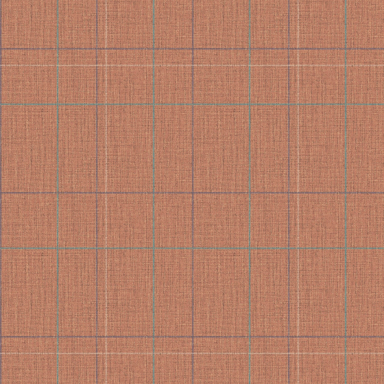 Royal Check Wallpaper in Rust, Navy and Teal