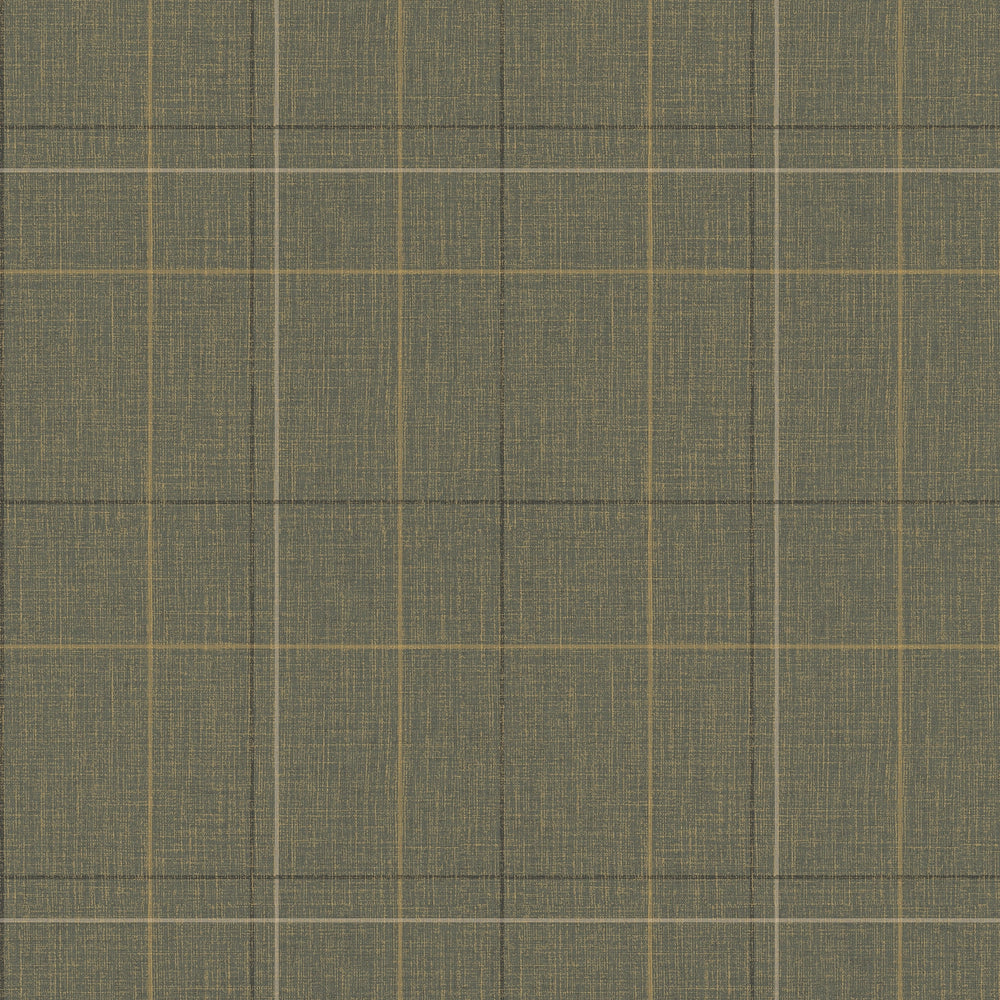 Royal Check Wallpaper in Green, Rich Olive and Yellow