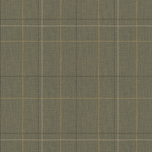 Royal Check Wallpaper in Green, Rich Olive and Yellow