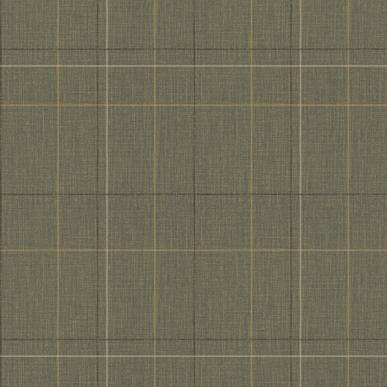 Royal Check Wallpaper in Green, Rich Olive and Yellow