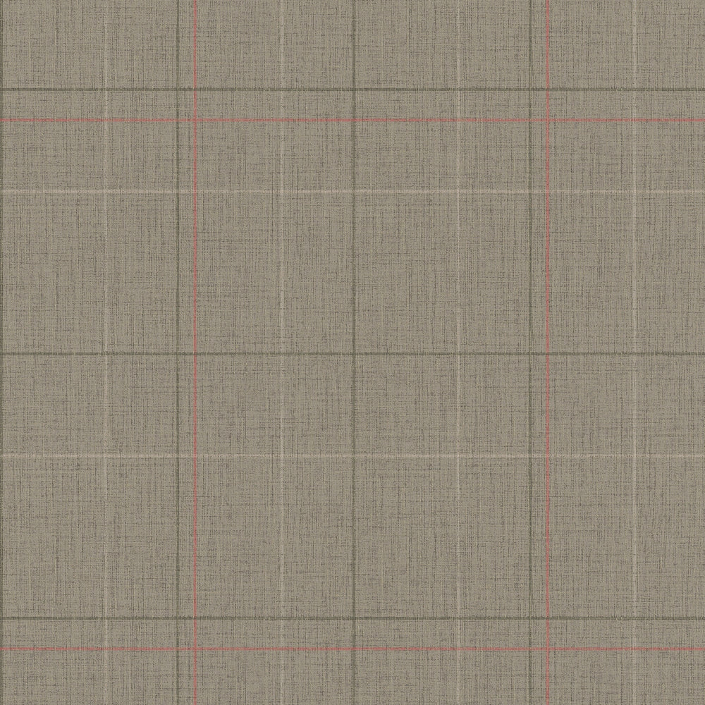 Royal Check Wallpaper in Heather Green, Bracken Green and Red