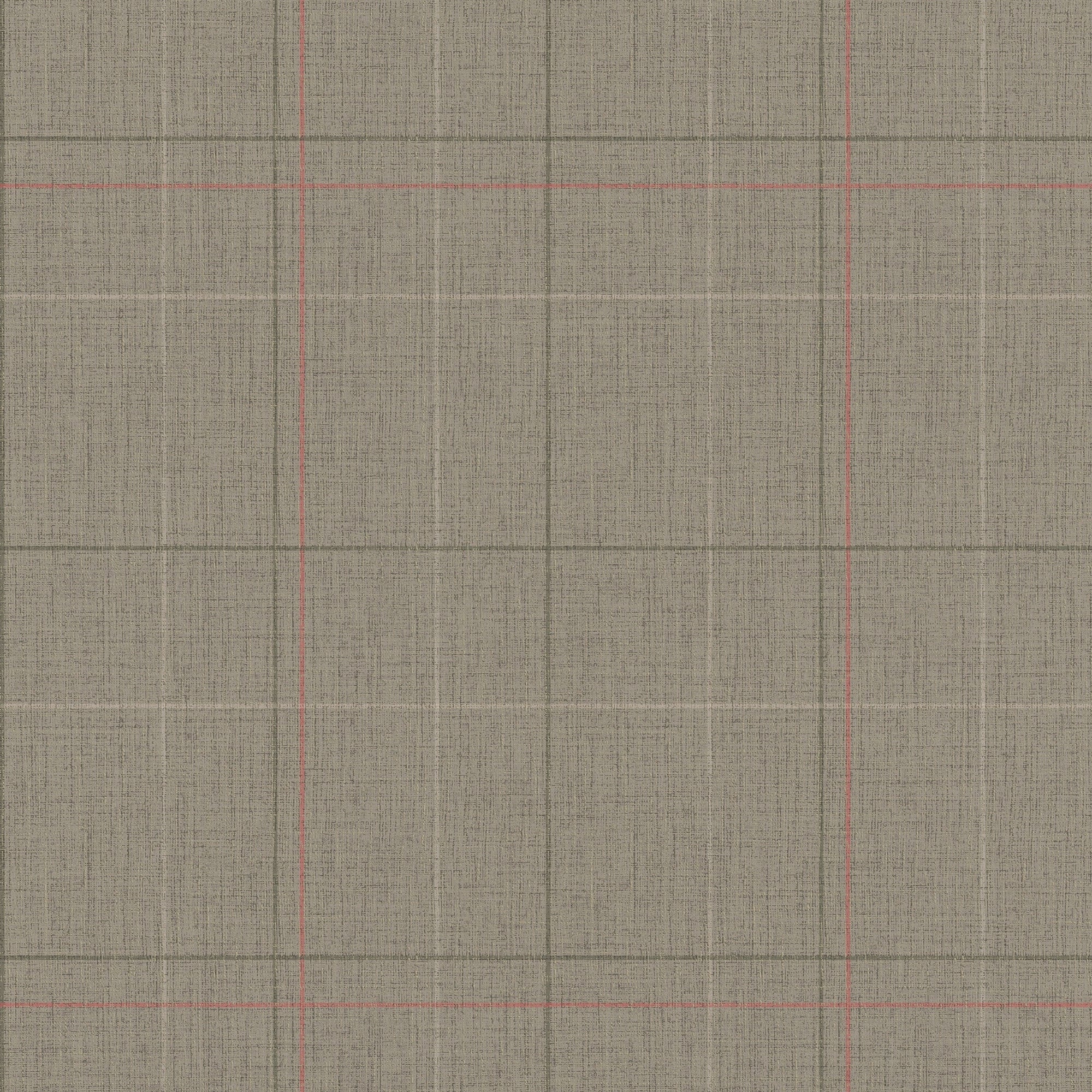 Royal Check Wallpaper in Heather Green, Bracken Green and Red