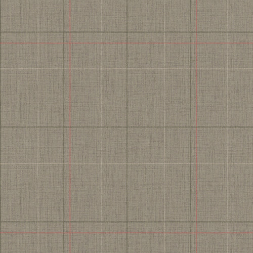 Royal Check Wallpaper in Heather Green, Bracken Green and Red