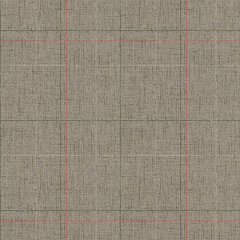 Royal Check Wallpaper in Heather Green, Bracken Green and Red