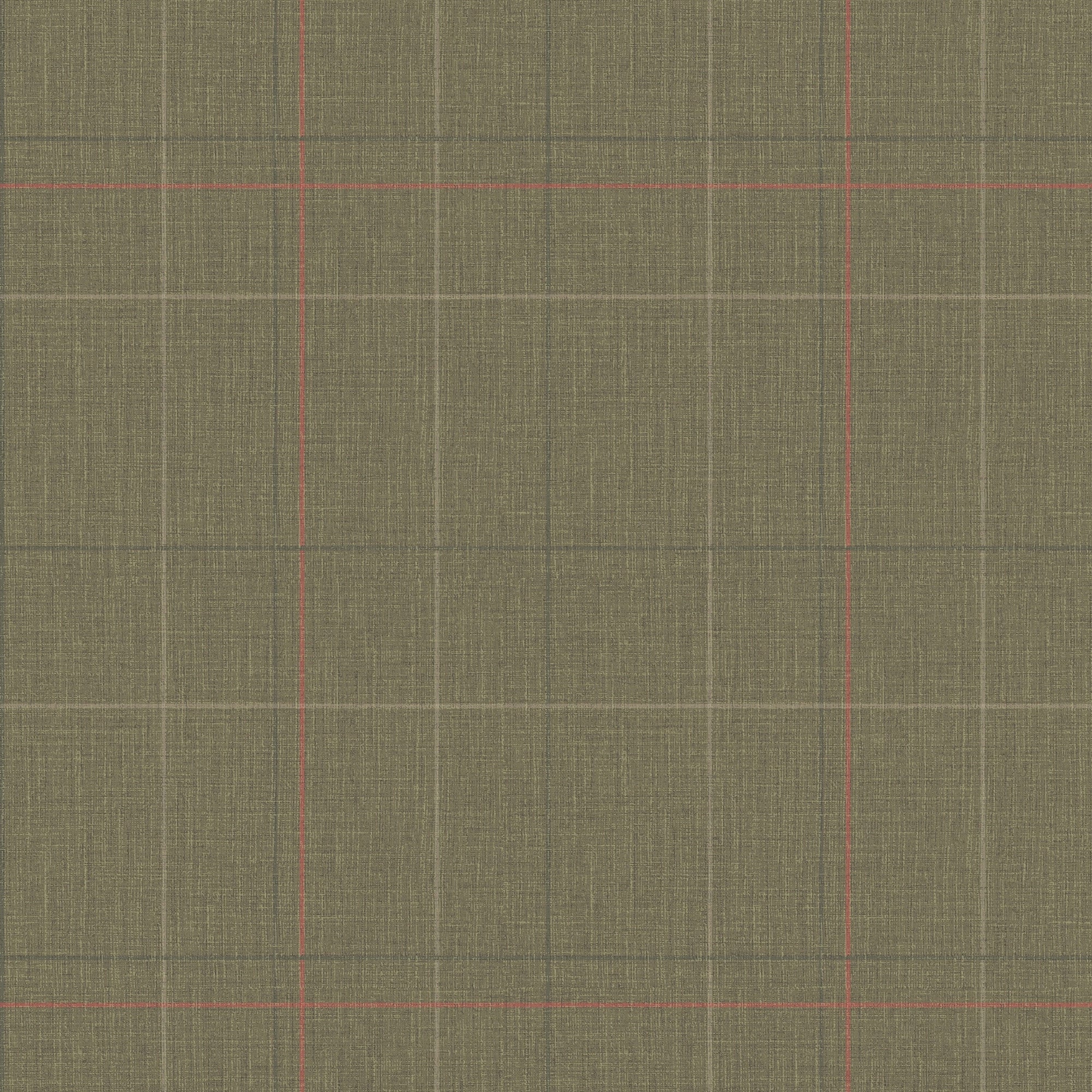 Royal Check Wallpaper in Bracken Green, Sage and Red