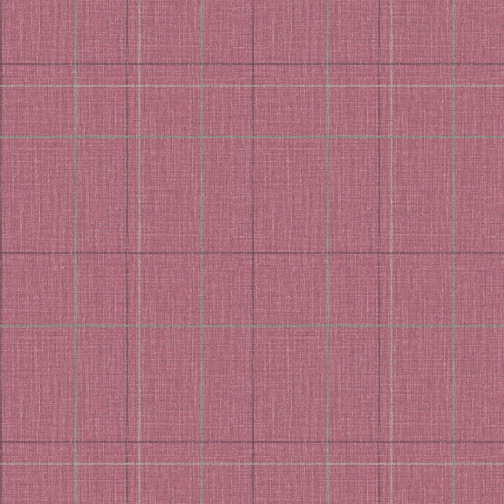 Royal Check Wallpaper in Berry, Rich Plum and Mint