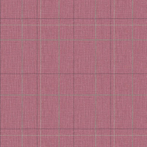 Royal Check Wallpaper in Berry, Rich Plum and Mint
