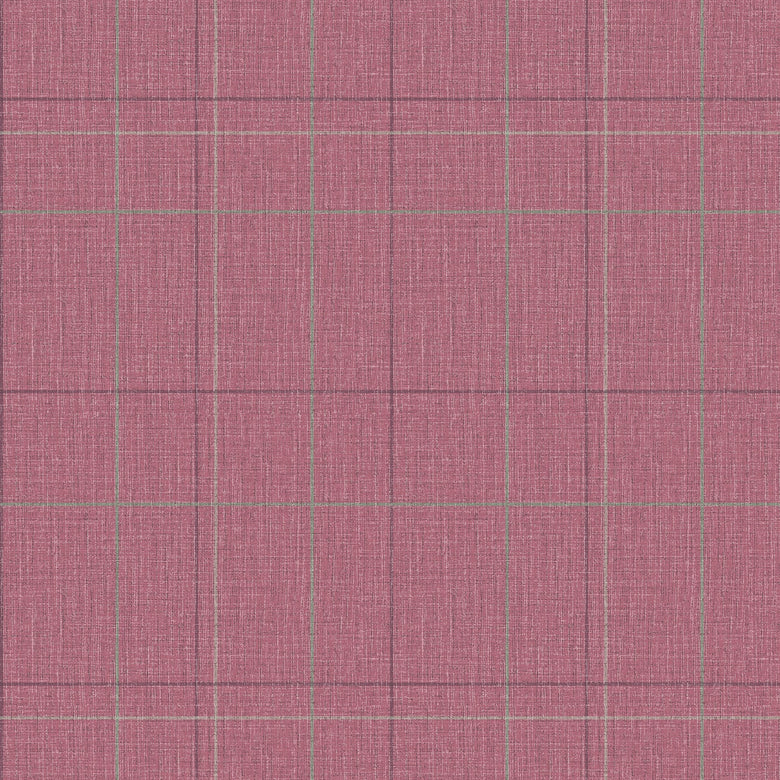 Royal Check Wallpaper in Berry, Rich Plum and Mint