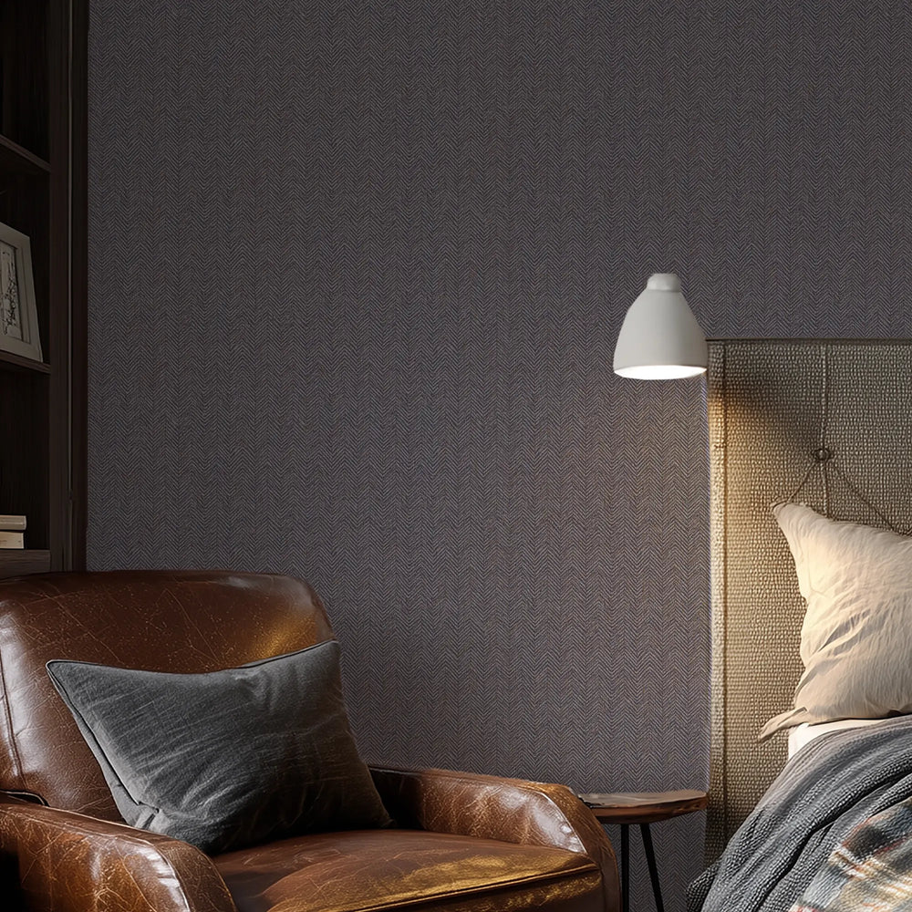 Royal Herringbone Wallpaper in Navy