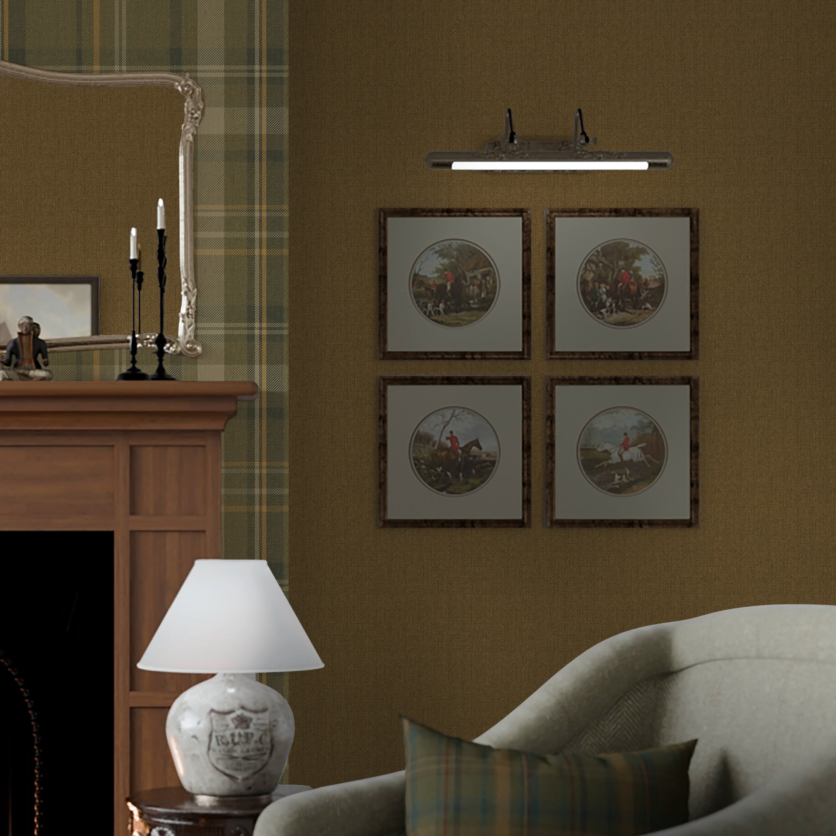 Royal Herringbone Wallpaper in Mustard