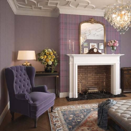 Royal Herringbone Wallpaper in Heather