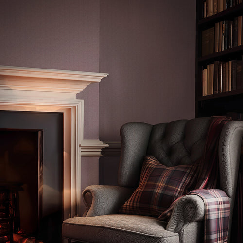 Royal Herringbone Wallpaper in Plum