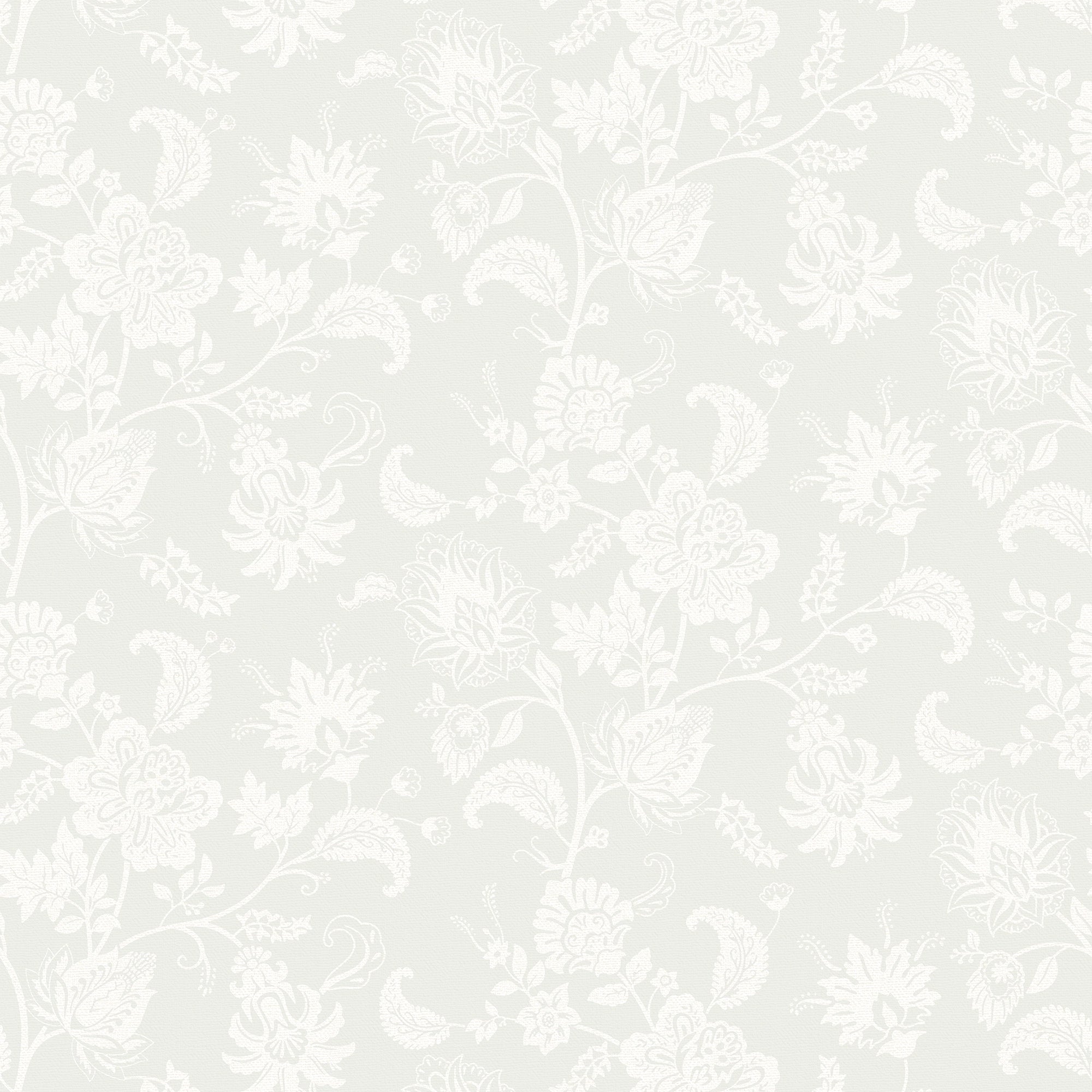 Balmoral Baroque Wallpaper in Milk Foam on Light Sage