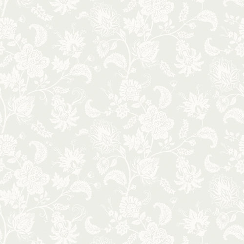 Balmoral Baroque Wallpaper in Milk Foam on Light Sage