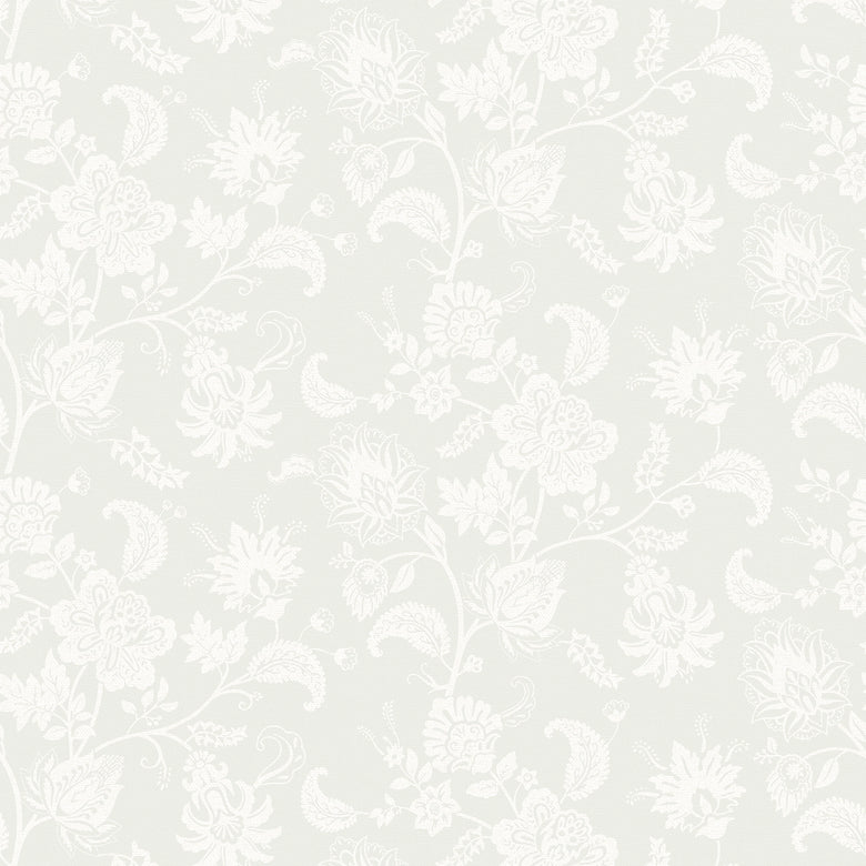 Balmoral Baroque Wallpaper in Milk Foam on Light Sage