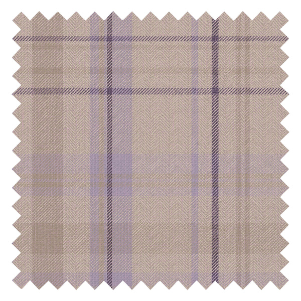 Royal Herringbone Tartan Fabric in Lavender, Beige and Plum