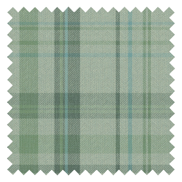 Royal Herringbone Tartan Fabric in Sage, Green and Turquoise
