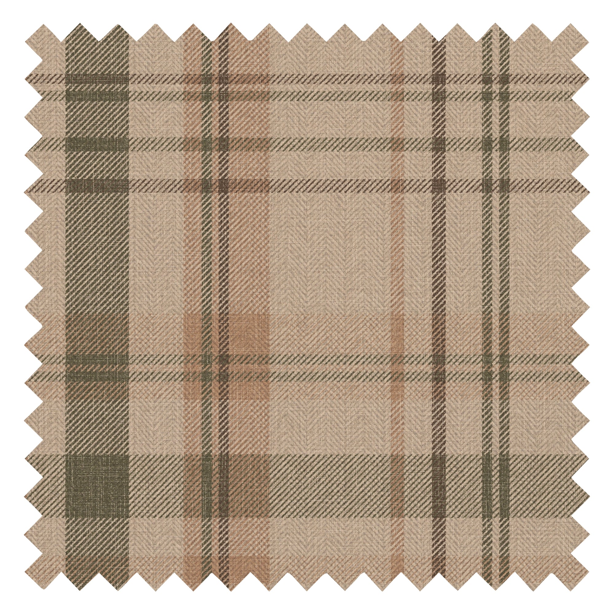 Royal Herringbone Tartan Fabric in Camel, Whiskey and Peat