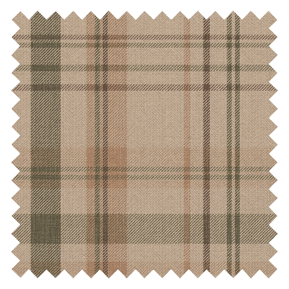 Royal Herringbone Tartan Fabric in Camel, Whiskey and Peat