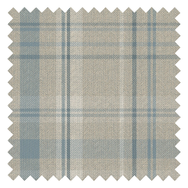 Royal Herringbone Tartan Fabric in Beige, Soft Teal and Cream