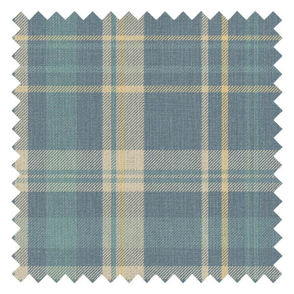 Royal Tartan Fabric in Blue, Cream and Yellow