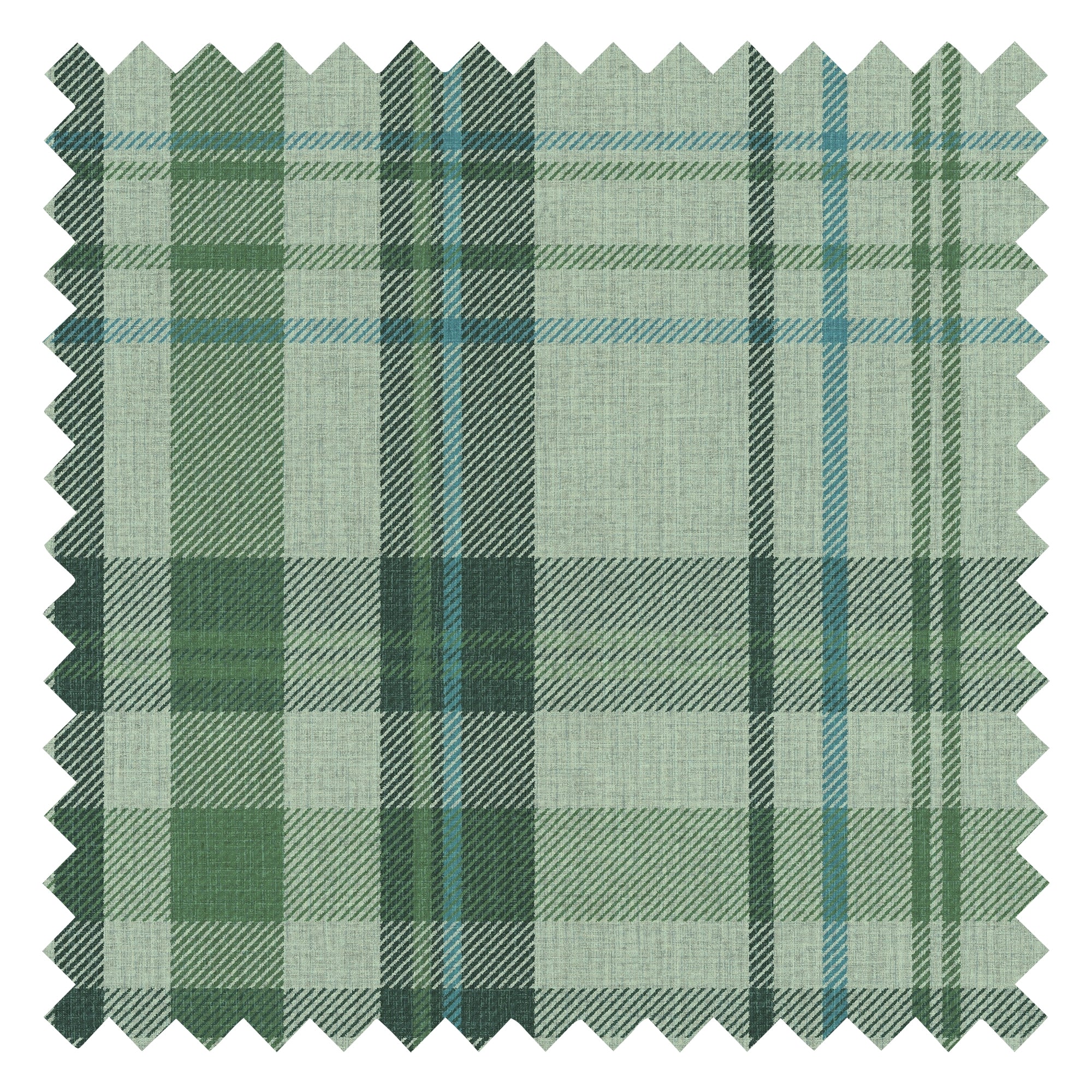 Royal Tartan Fabric in Sage, Green and Turquoise