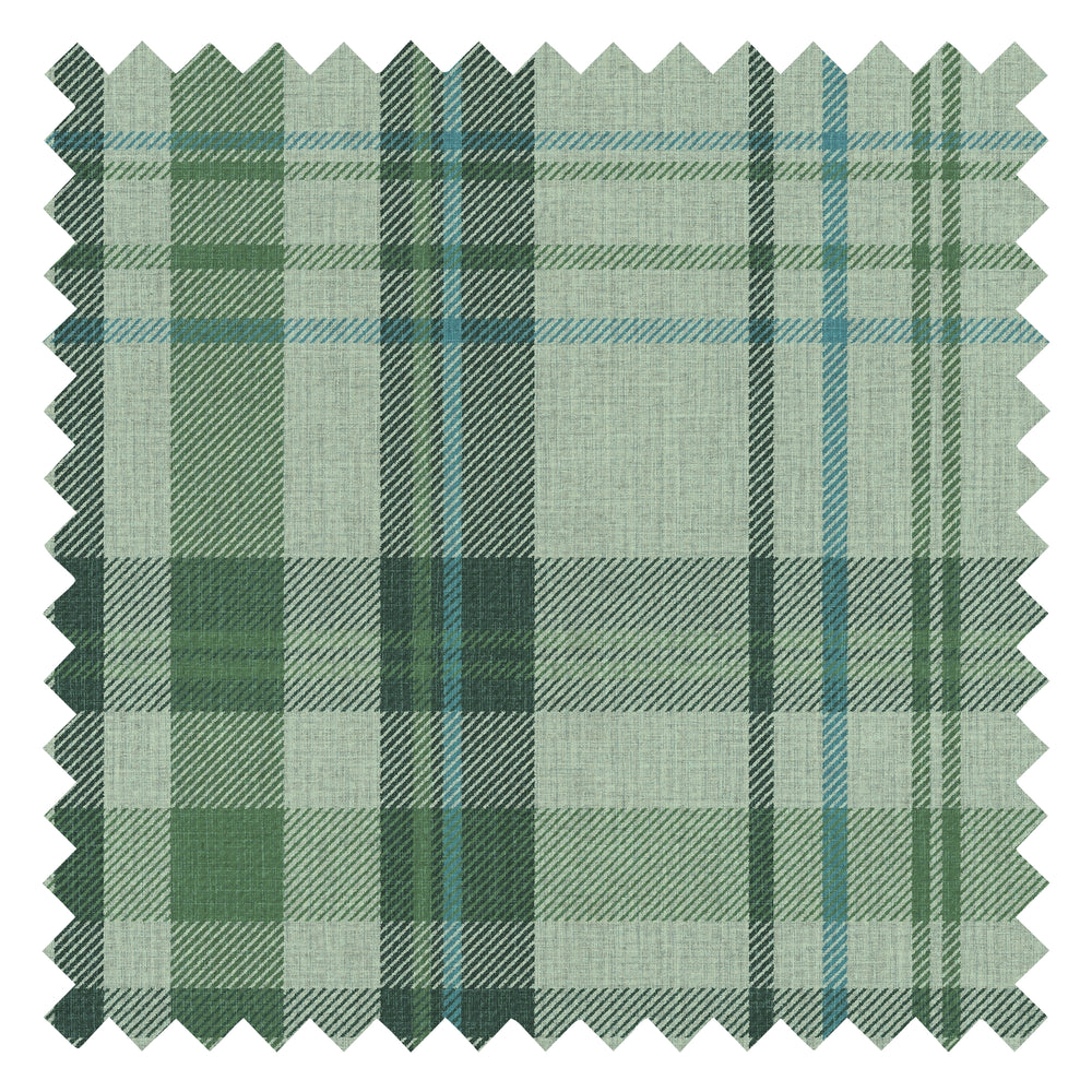 Royal Tartan Fabric in Sage, Green and Turquoise