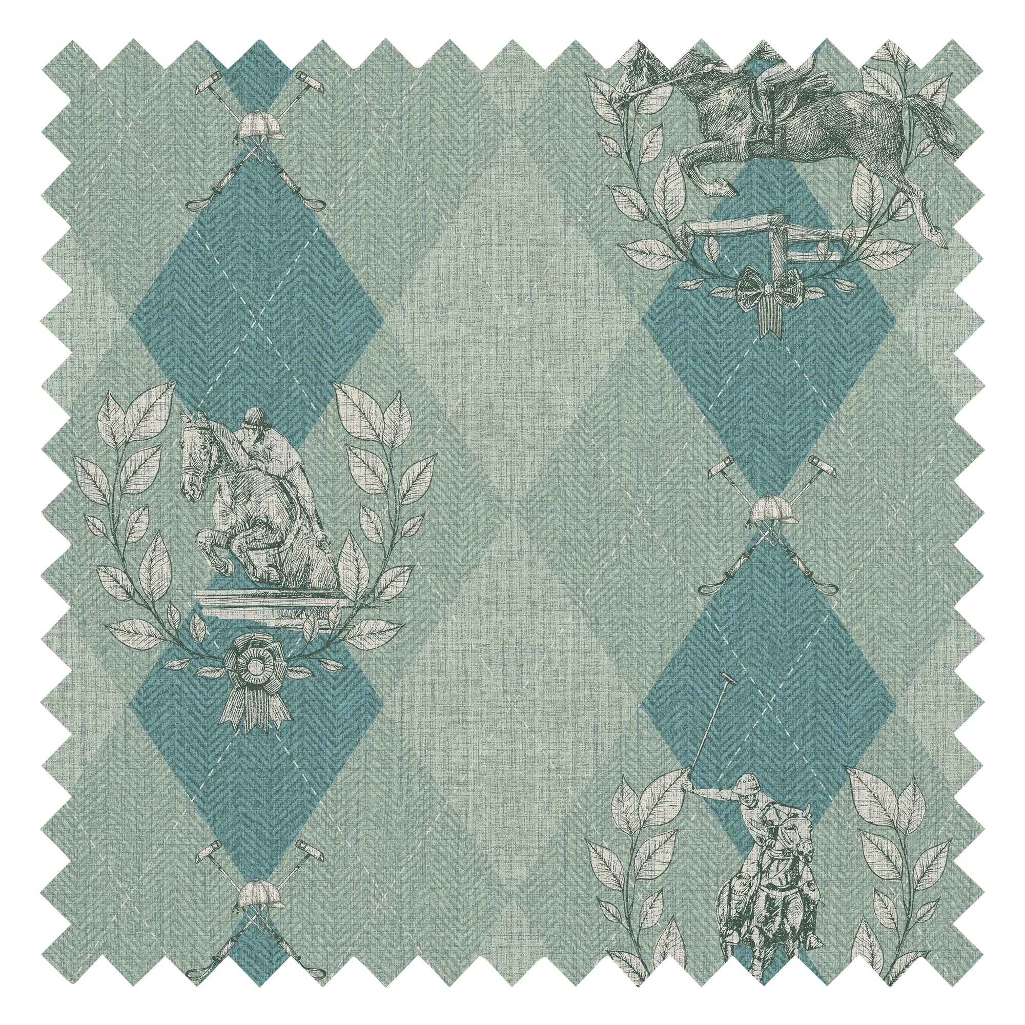 Racing Silk Fabric in Sage & Turquoise