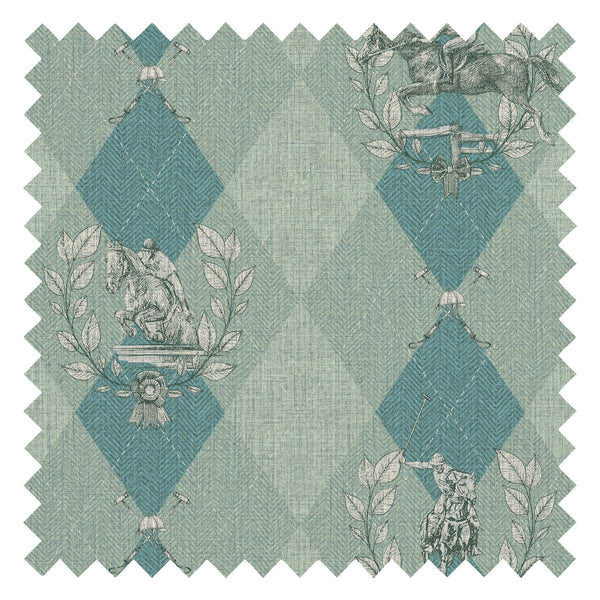 Racing Silk Fabric in Sage & Turquoise