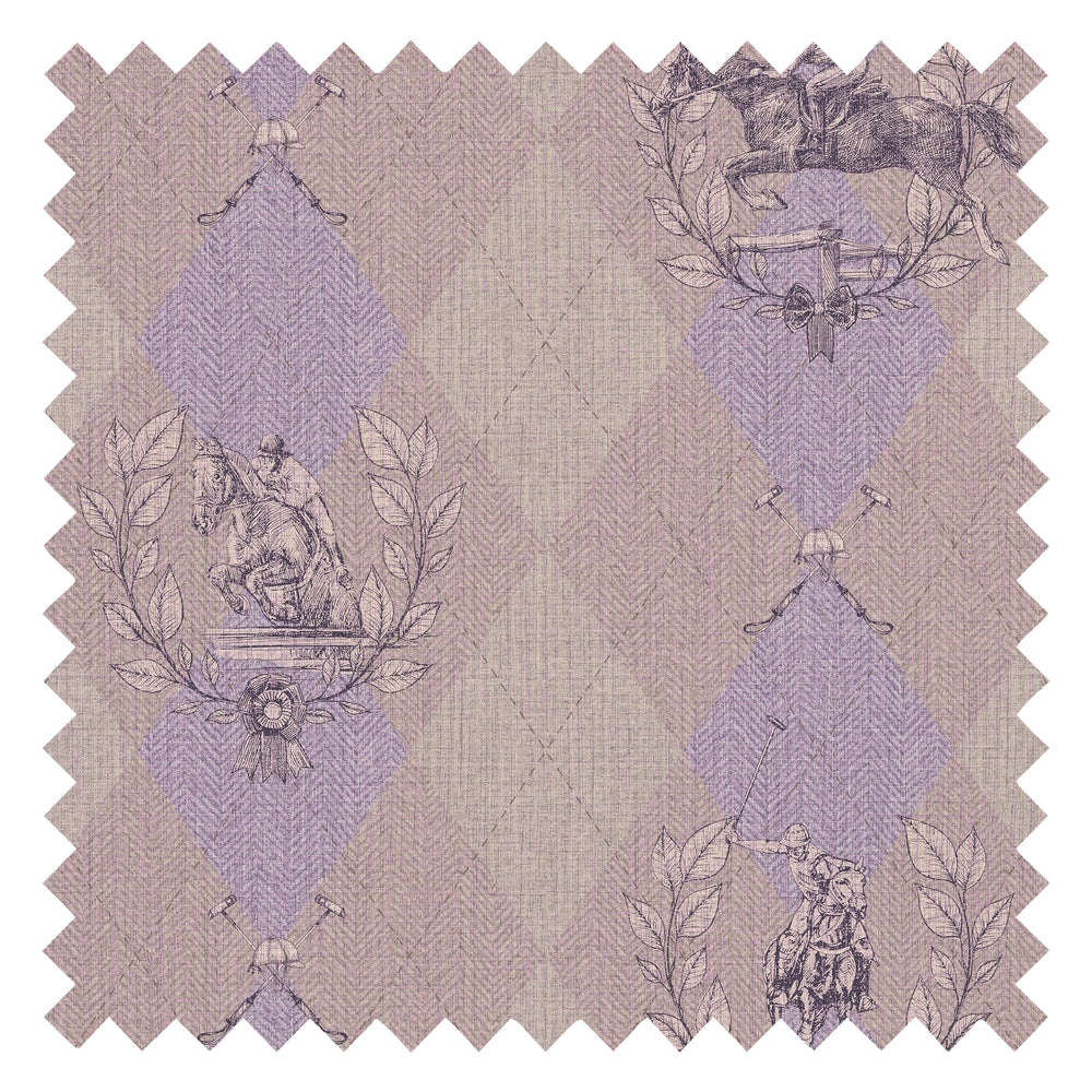 Racing Silk Fabric in Lavender & Beige