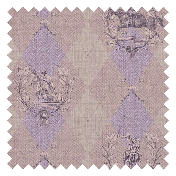 Racing Silk Fabric in Lavender & Beige