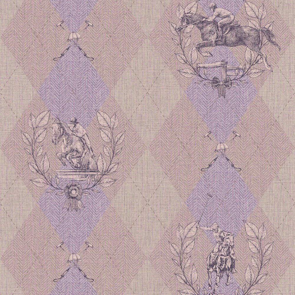 Racing Silk Wallpaper in Lavender & Beige