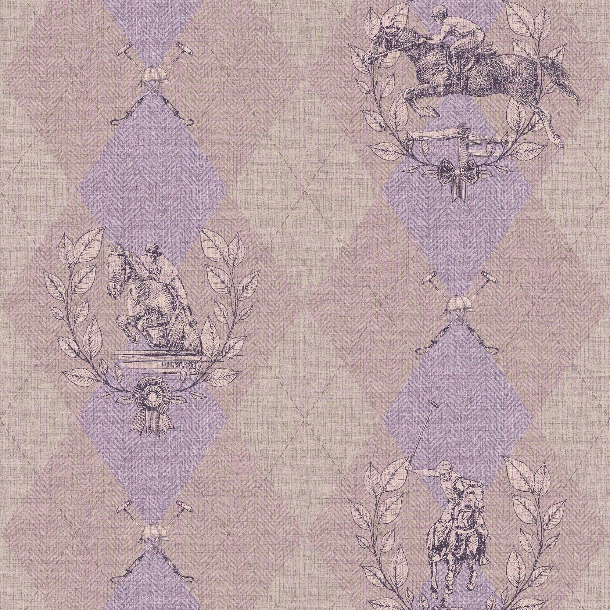 Racing Silk Wallpaper in Lavender & Beige