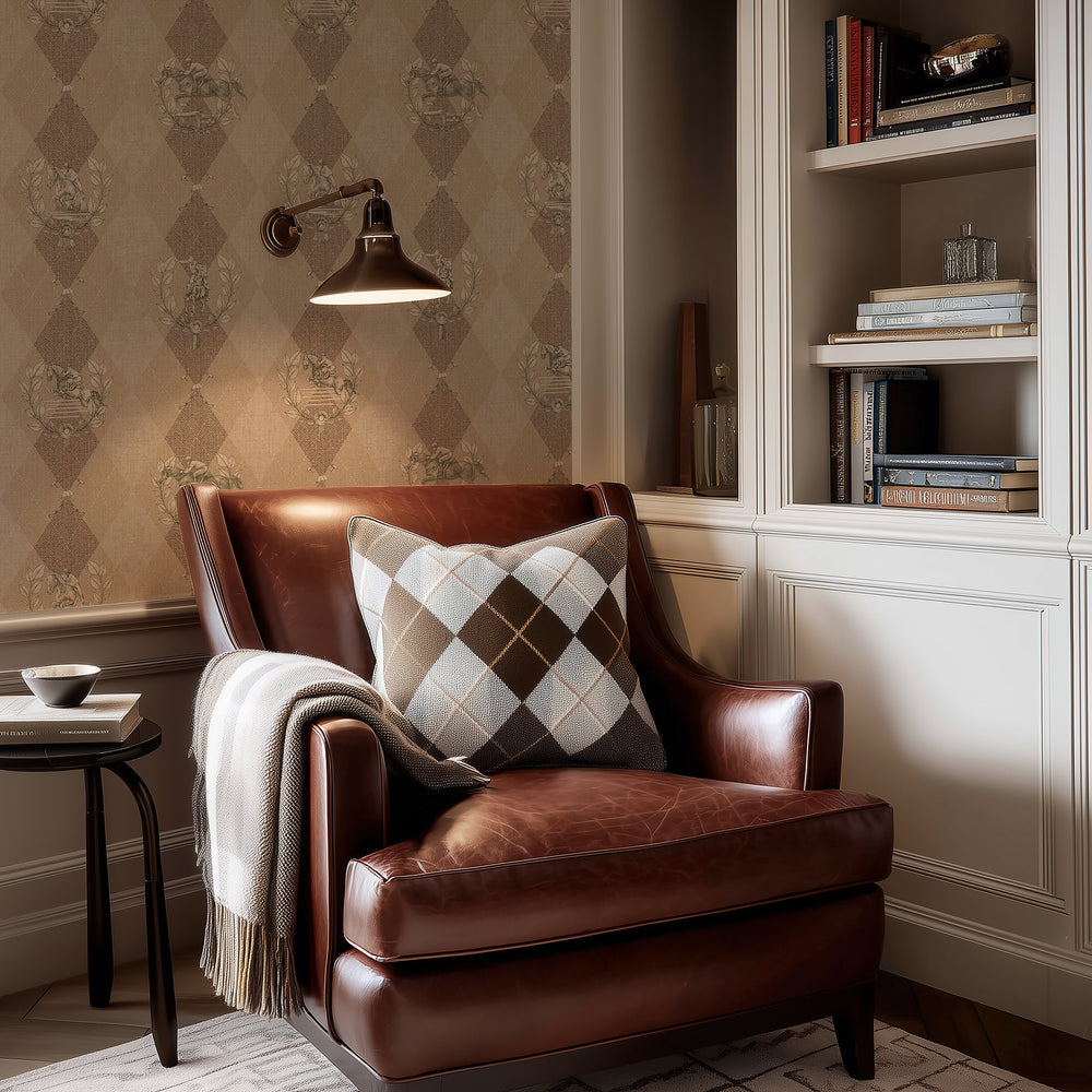 Racing Silk Wallpaper in Camel & Whiskey