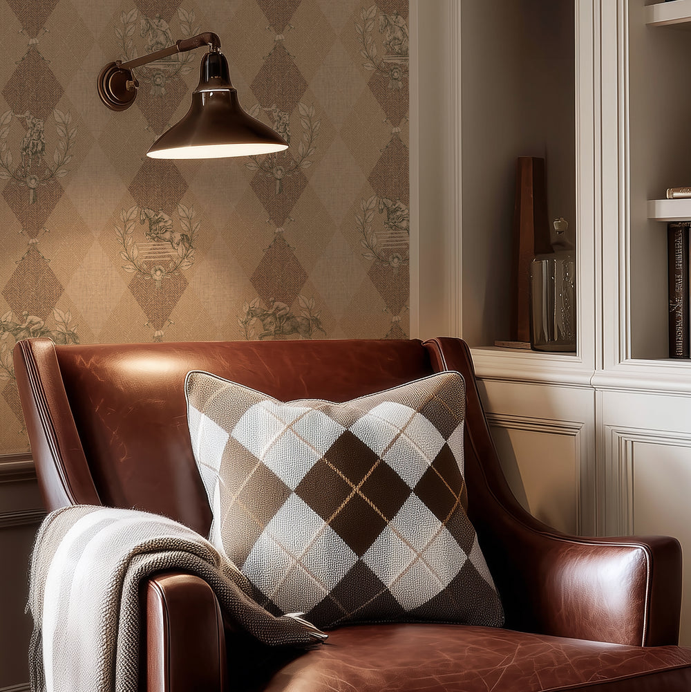 Racing Silk Wallpaper in Camel & Whiskey