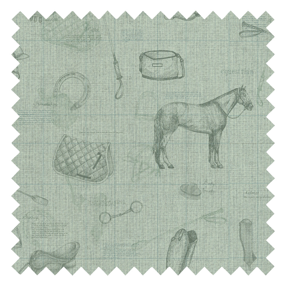 Vintage Sport Sketch Fabric in Sage and Green