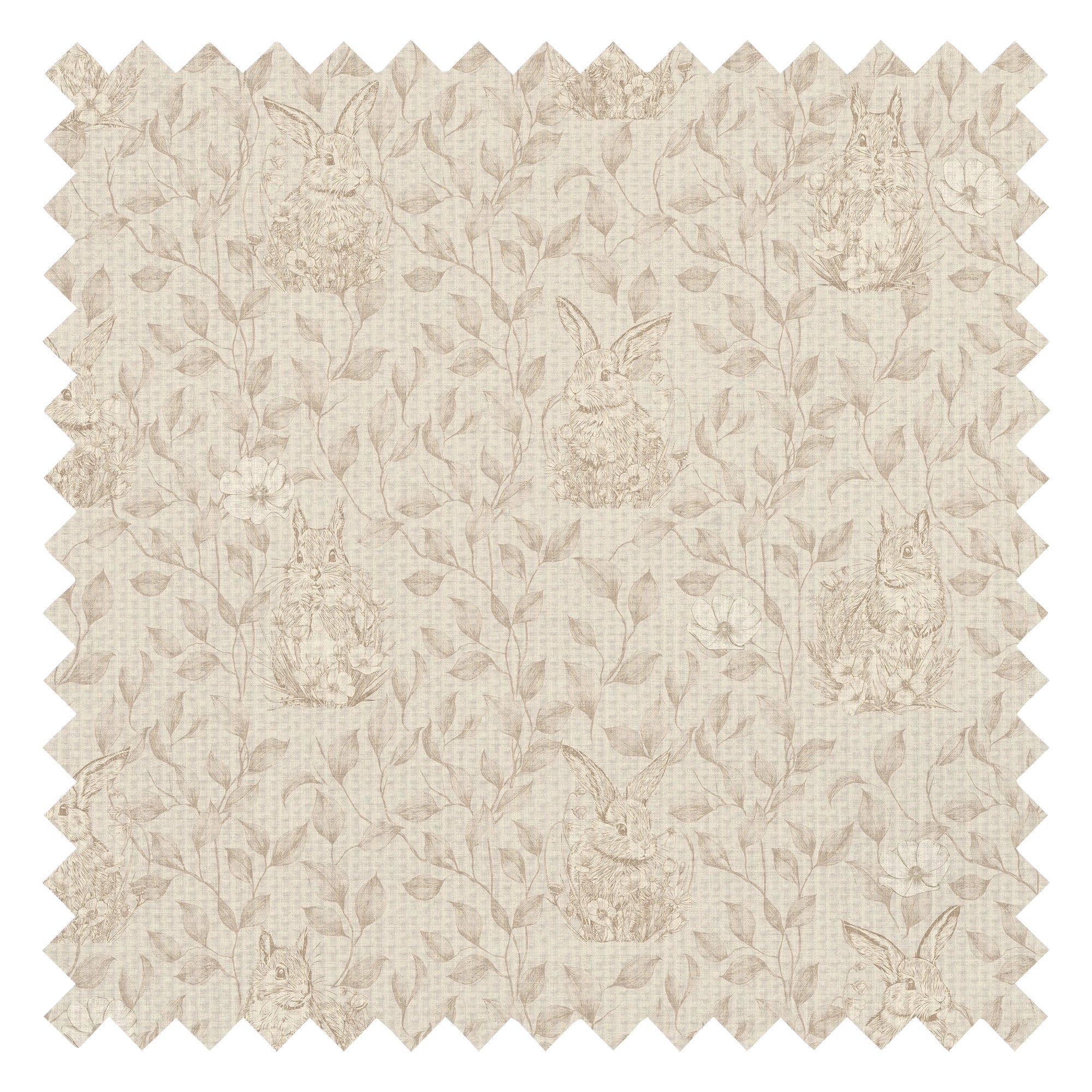 Woodland Sanctuary Fabric in Natural on Dark Cream